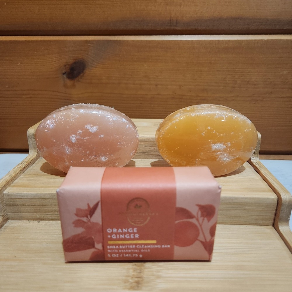 Bath & Body Works Lot 3 Orange Ginger Shea Butter Cleansing Bar Mango Peony Soap